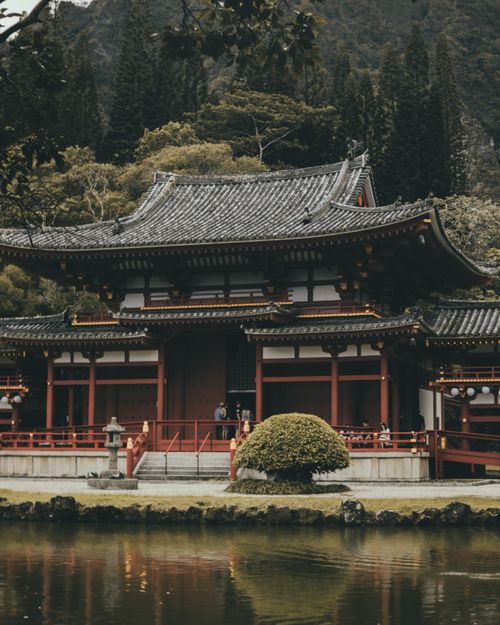 Free Serene Byodo-In Temple nestled in lush Hawaiian forest, reflecting peaceful vibes. Stock Photo