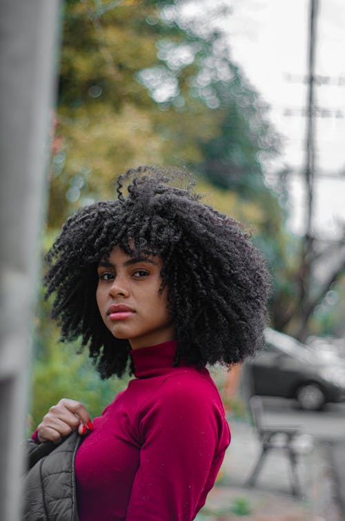 Portrait of Woman with Curly Hair