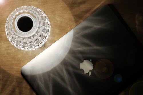 Free stock photo of apple, lamp, laptop