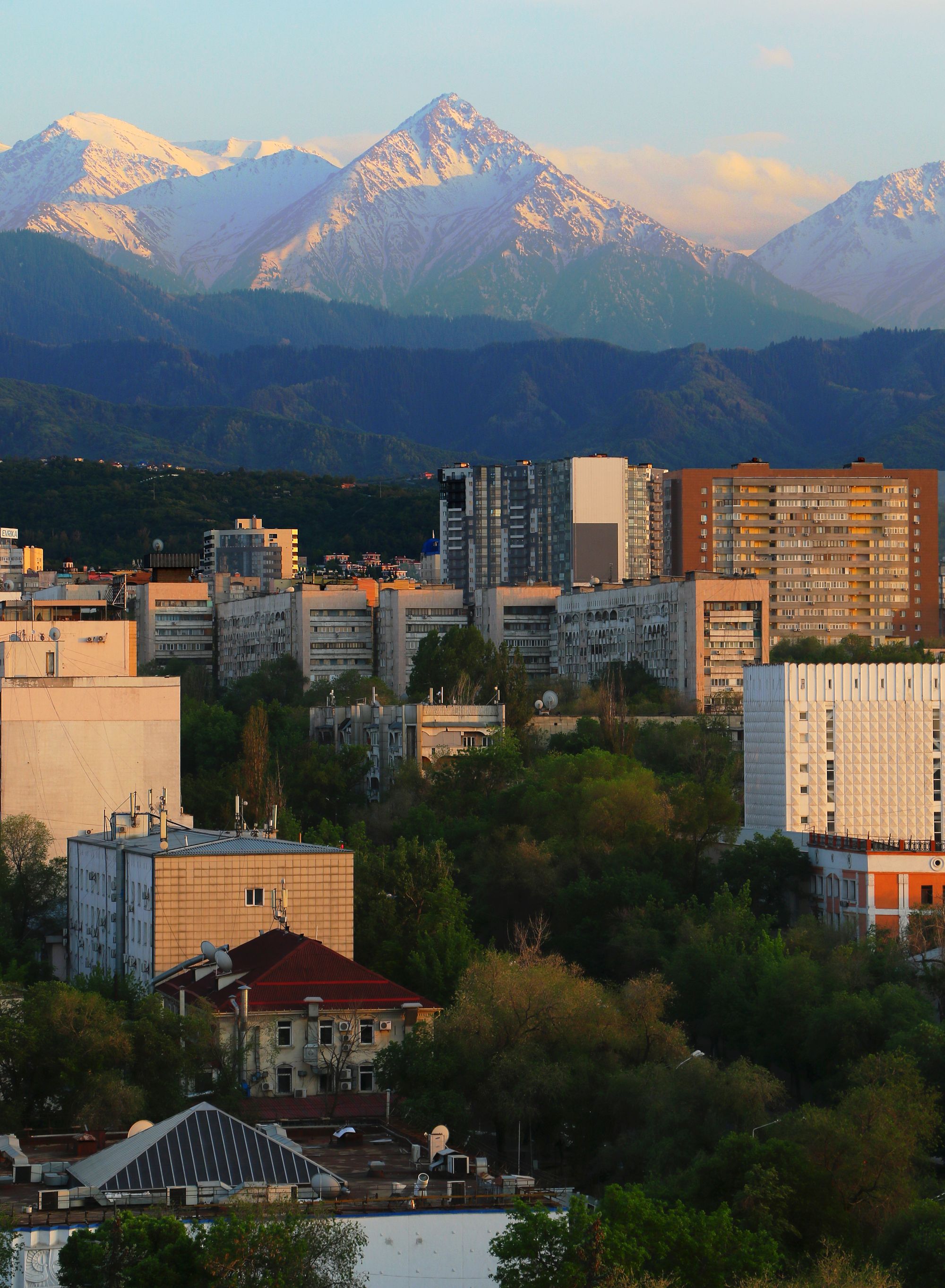 Almaty city and the Tian Shan mountains