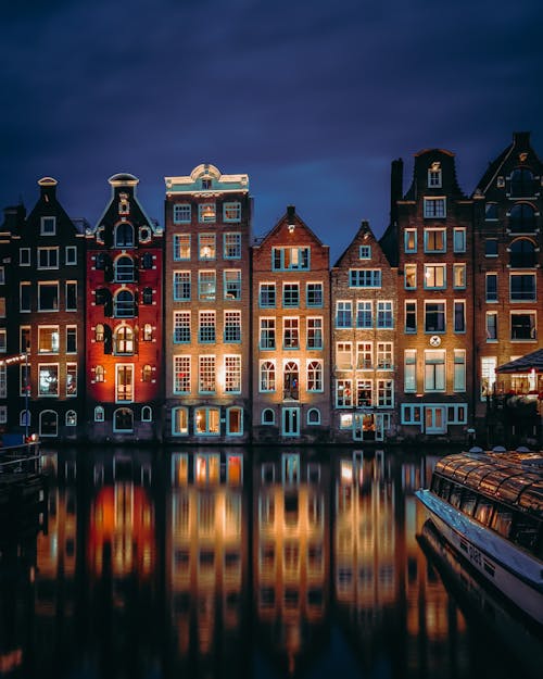 Illuminated Tenements in Amsterdam
