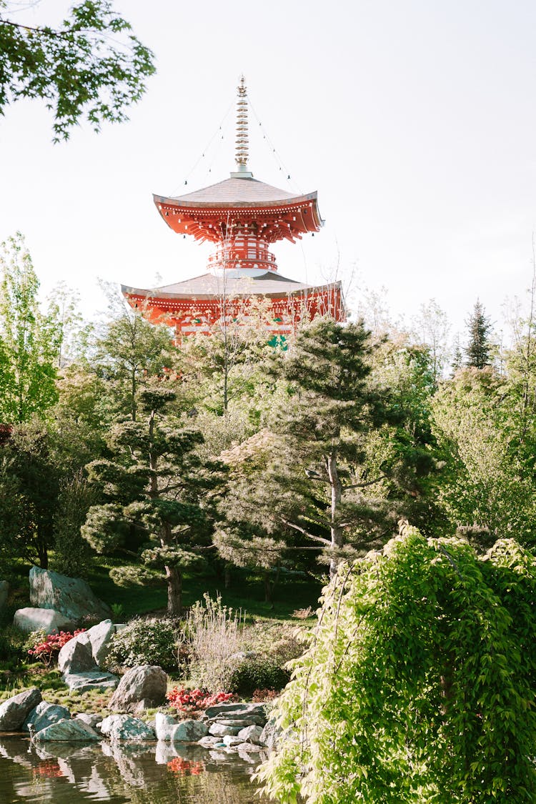 Pagoda In A Traditional Temple In Japan 