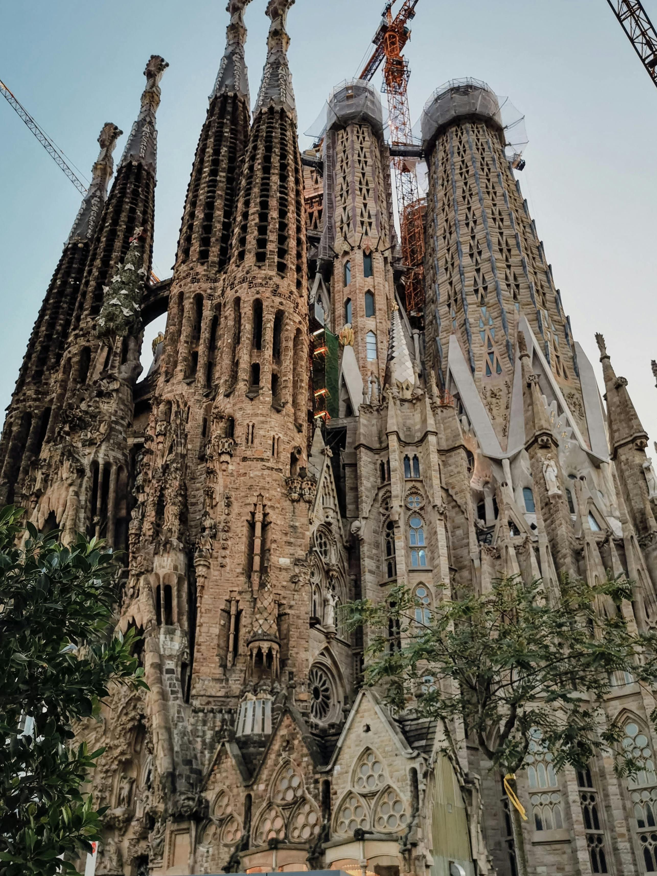 low angle shot of the sagrada familia cathedral in barcelona spain