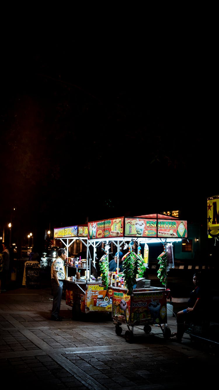 Food Stands At Night