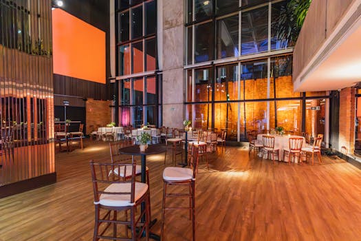 Luxurious hotel interior with modern decor and elegant furnishings in a spacious setting.