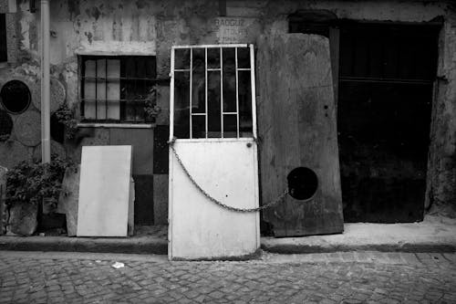 Black and White Shot of a Building Facade 