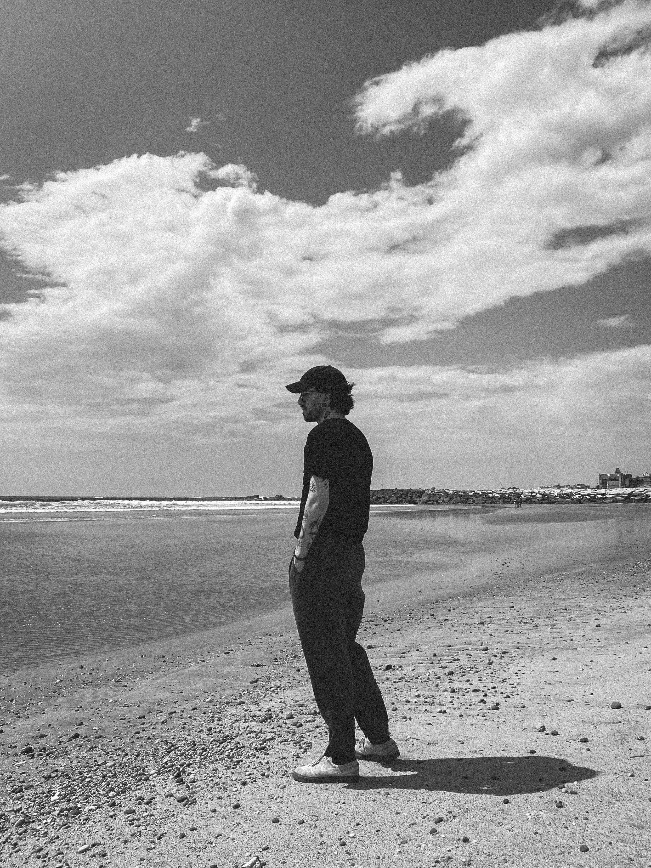 sea black and white landscape sky