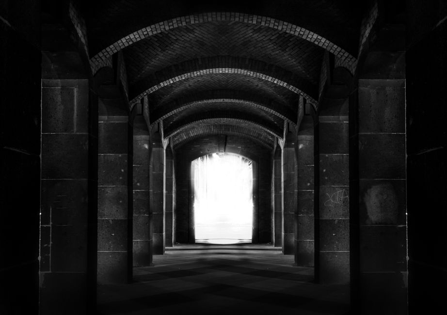 Black And White Photo Of A Tunnel Free Stock Photo black-and-white-photo-of-a-tunnel-free-stock-photo