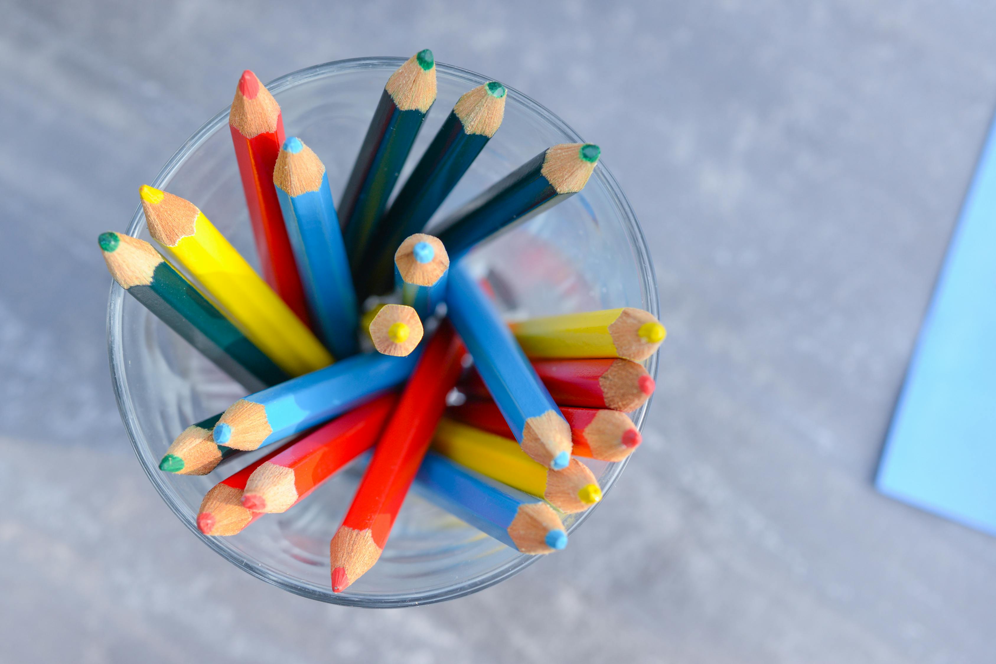 pencils-in-clear-glass-container-free-stock-photo