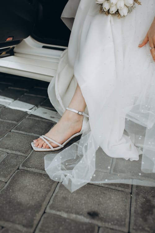 Woman Foot in Wedding Footwear