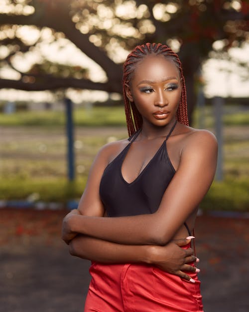 Woman with African Braids Posing