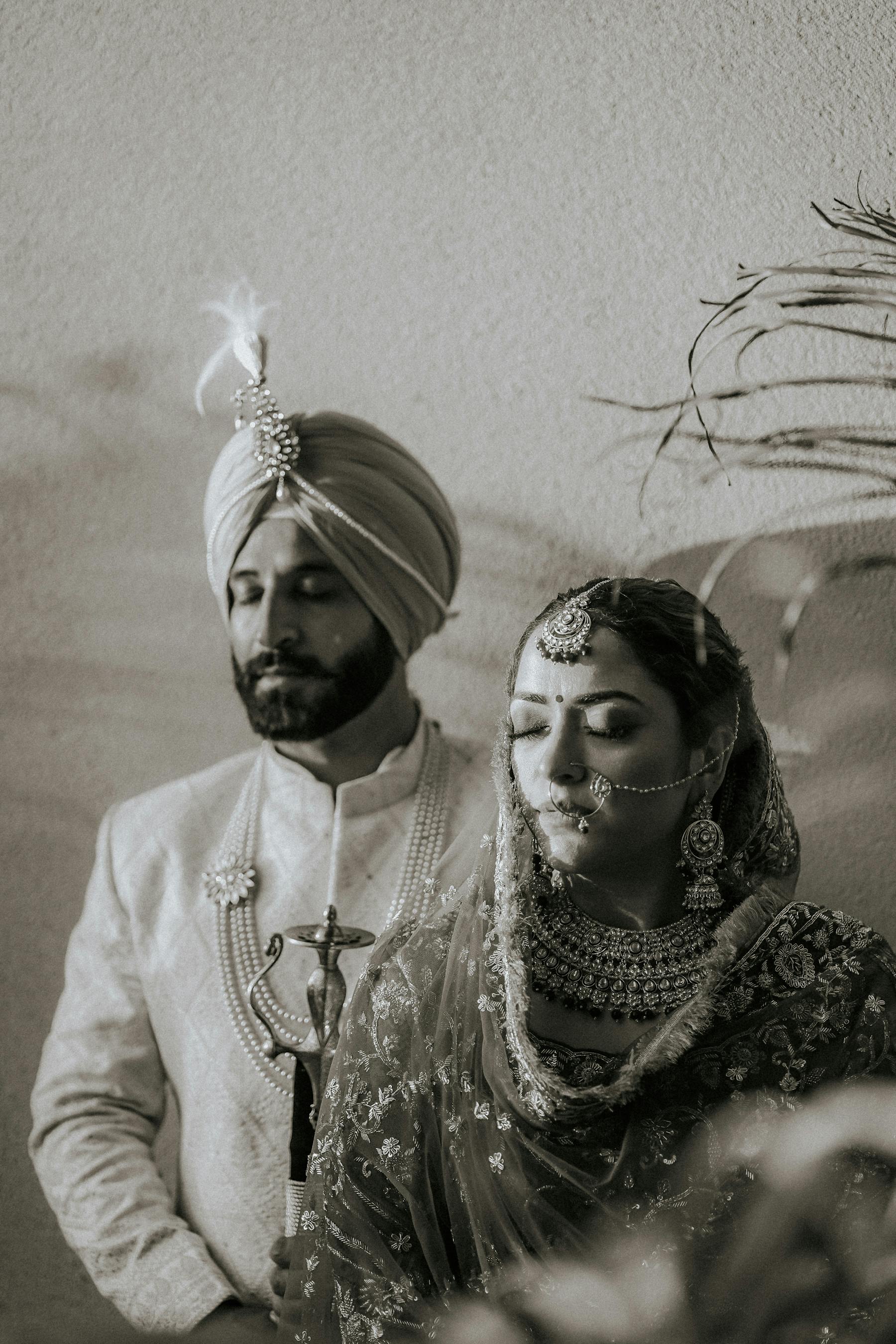 Woman and Man in Traditional Wedding Clothing · Free Stock Photo