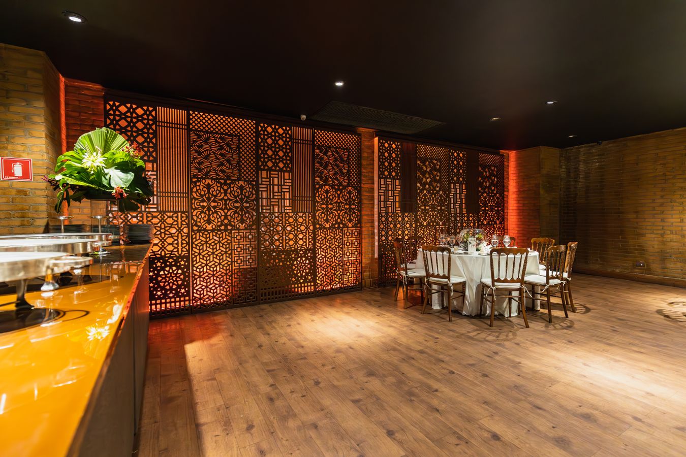 Elegant event venue with warm lighting