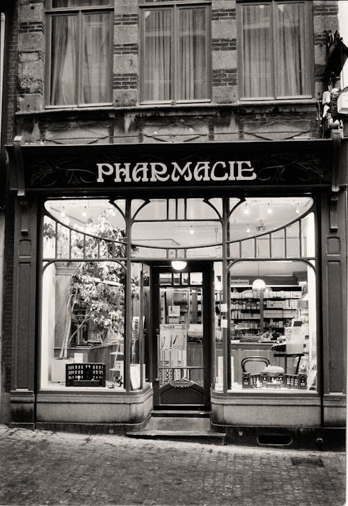 Exterior of a Building with a Pharmacy 
