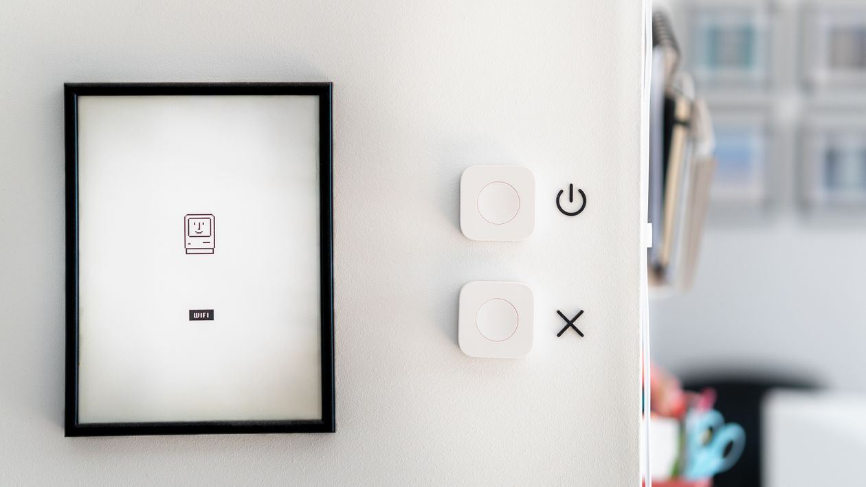 Modern wall switch and smart home control in a clean interior