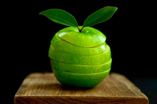 Cut Apple with Leaves