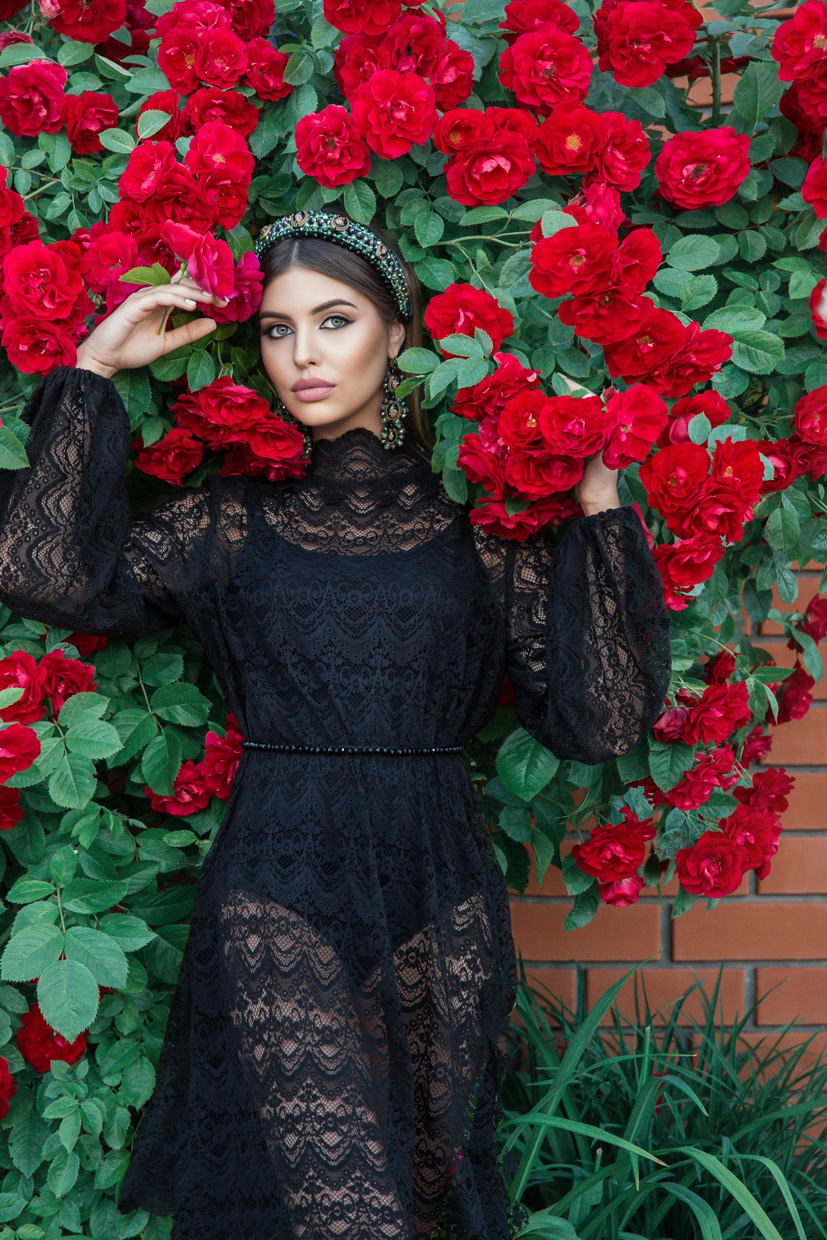 chinese dress ladies Flower Wedding Guest Dress Black Floral Print Sleeveless Backless Slit Casual Vacation Bodycon Maxi Dress(Black/M) main image 0