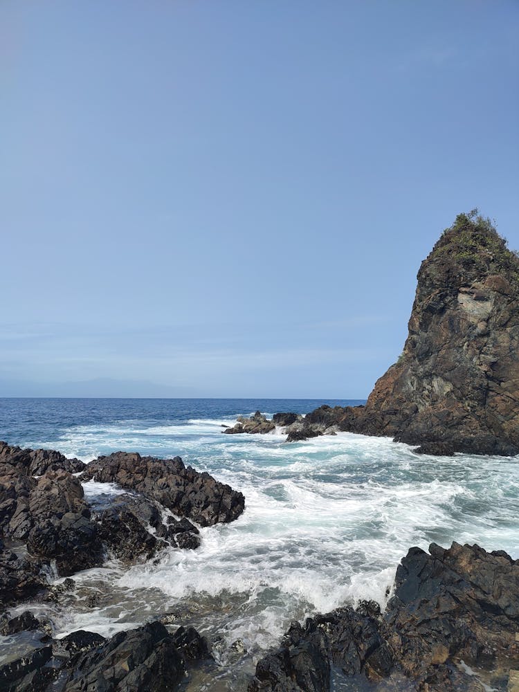 Ocean Flooding On Rocky Coast