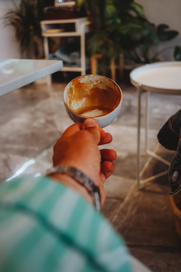 Hand Holding An Empty Coffee Cup