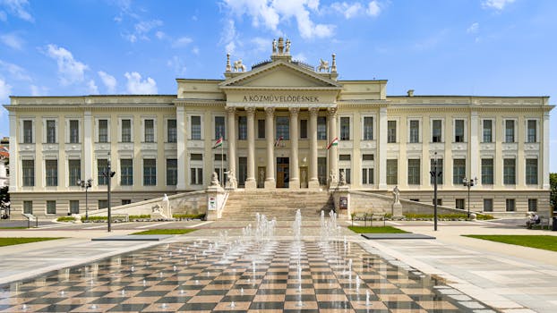 Stunning neoclassical architecture of Mora Ferenc Museum in Szeged, Hungary.