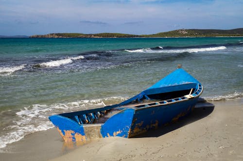 Blue Boat on the Beach 