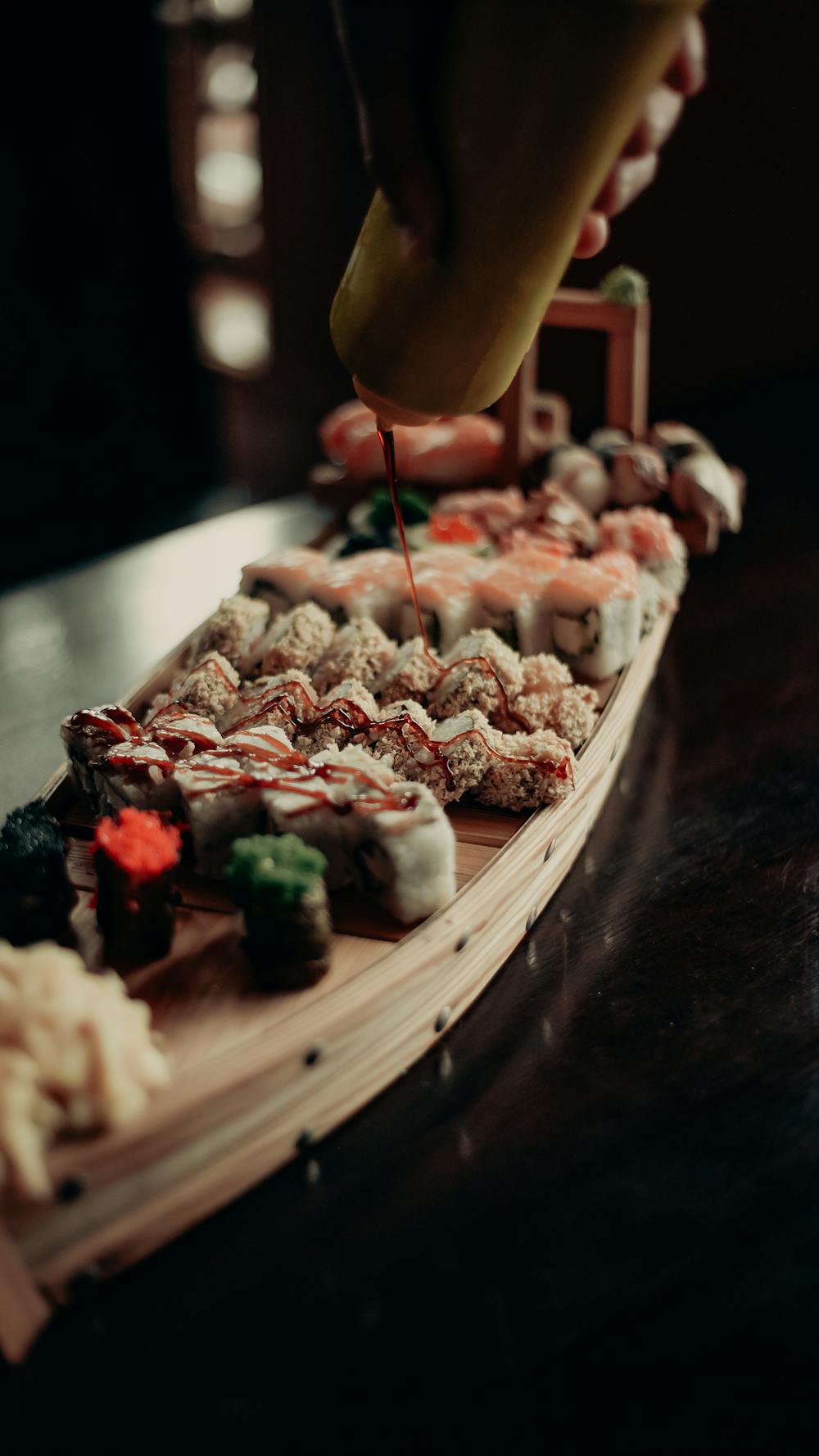 Sushi Rolls with Eel Sauce Drizzle Sushi Rolls with Eel Sauce Drizzle