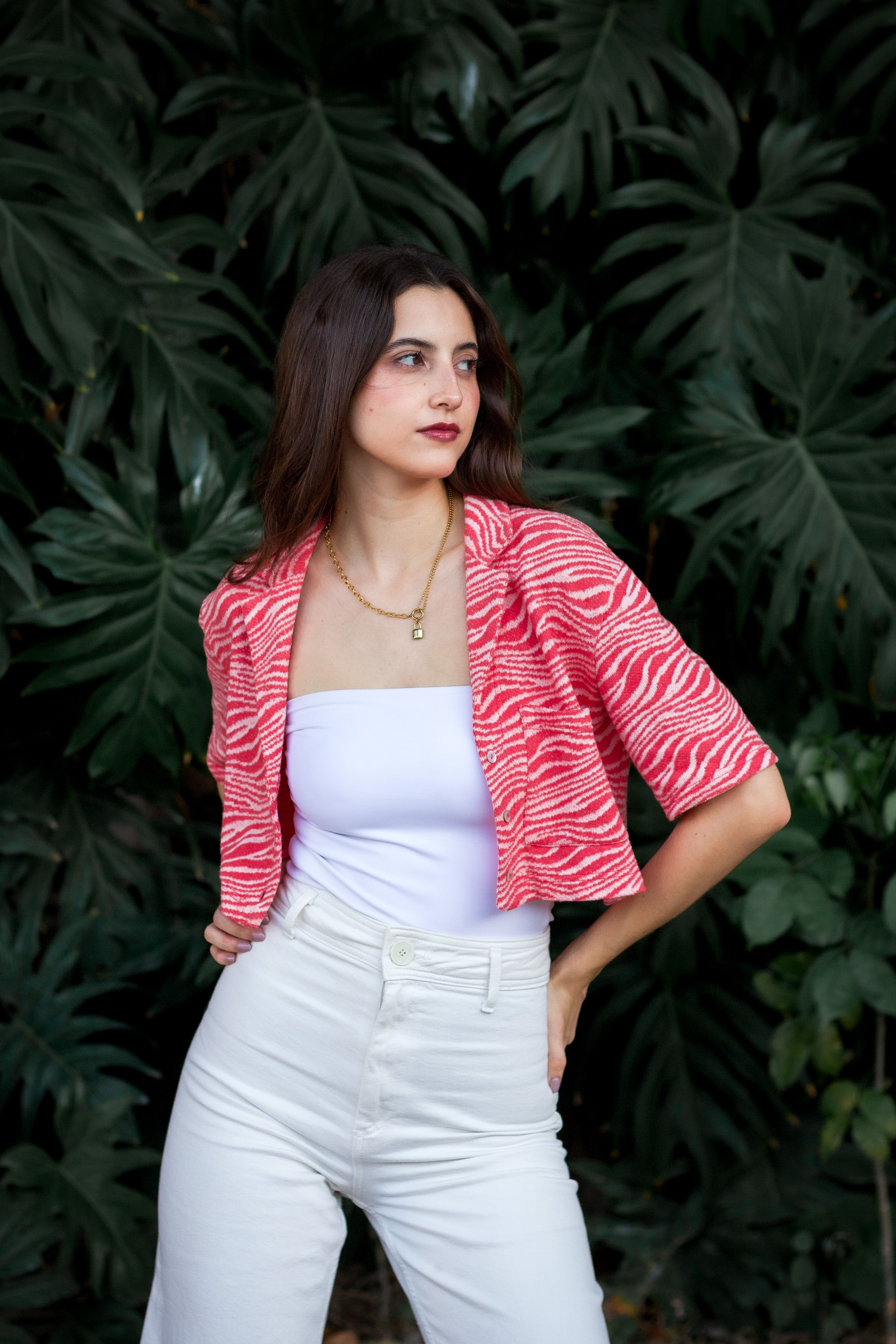 Model in a Pink Striped Blouse · Free Stock Photo