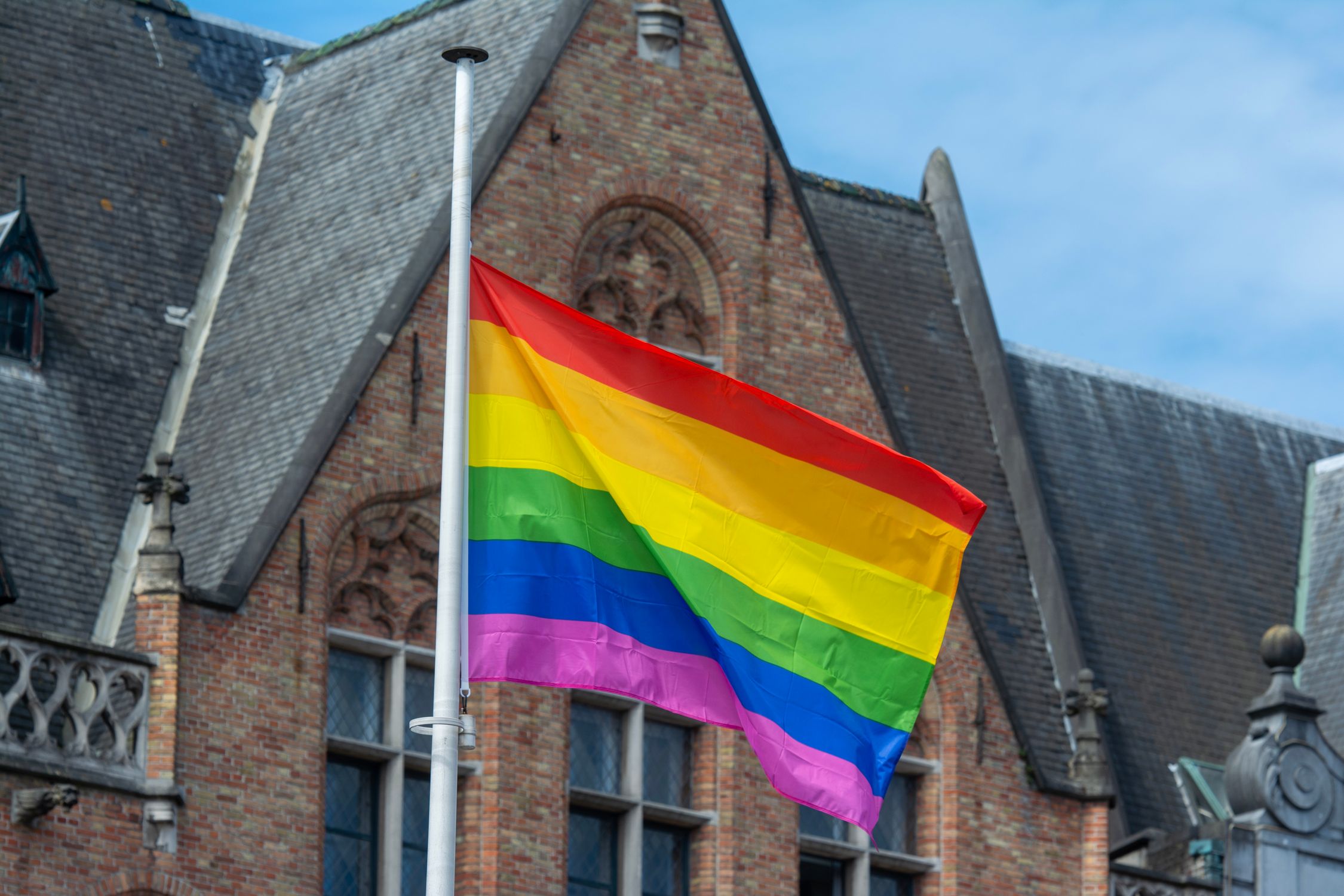 Lgbt Building Pride Flag of LGBT and Its Social Movements in Front of an old Building ...