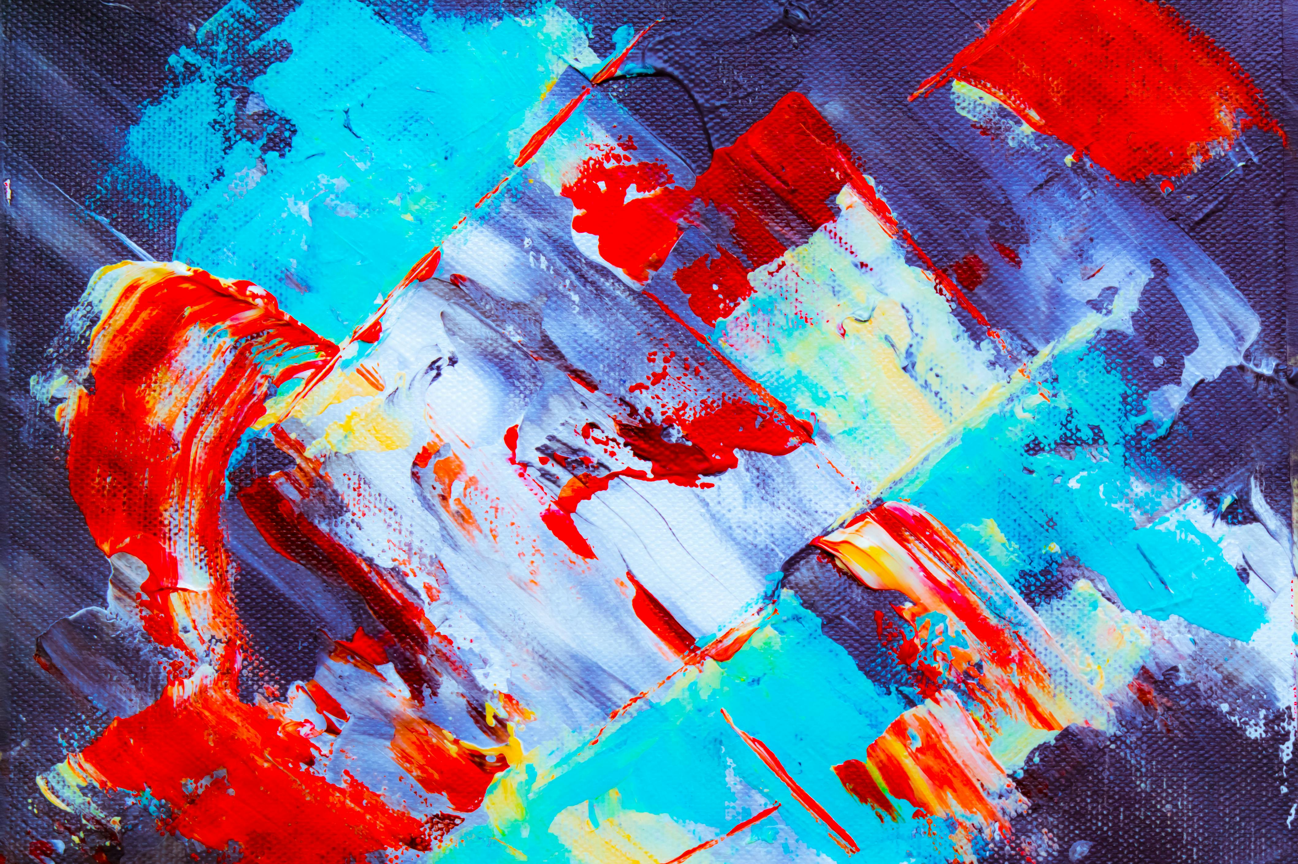 赤、青、白、黄色の抽象絵画 · 無料の写真素材
