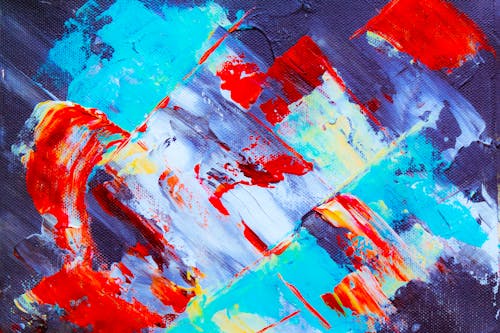 Red, Blue, White, and Yellow Abstract Painting