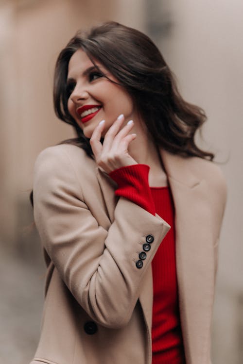 Smiling Woman in Coat