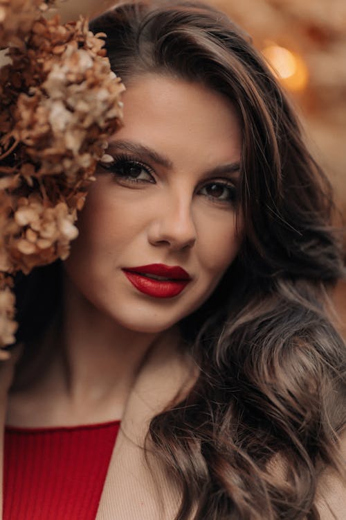 Brunette Woman with Lipstick