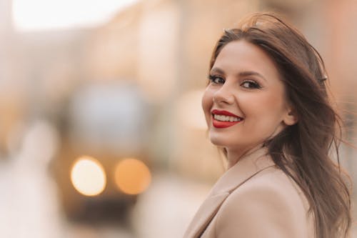 Smiling Woman with Lipstick