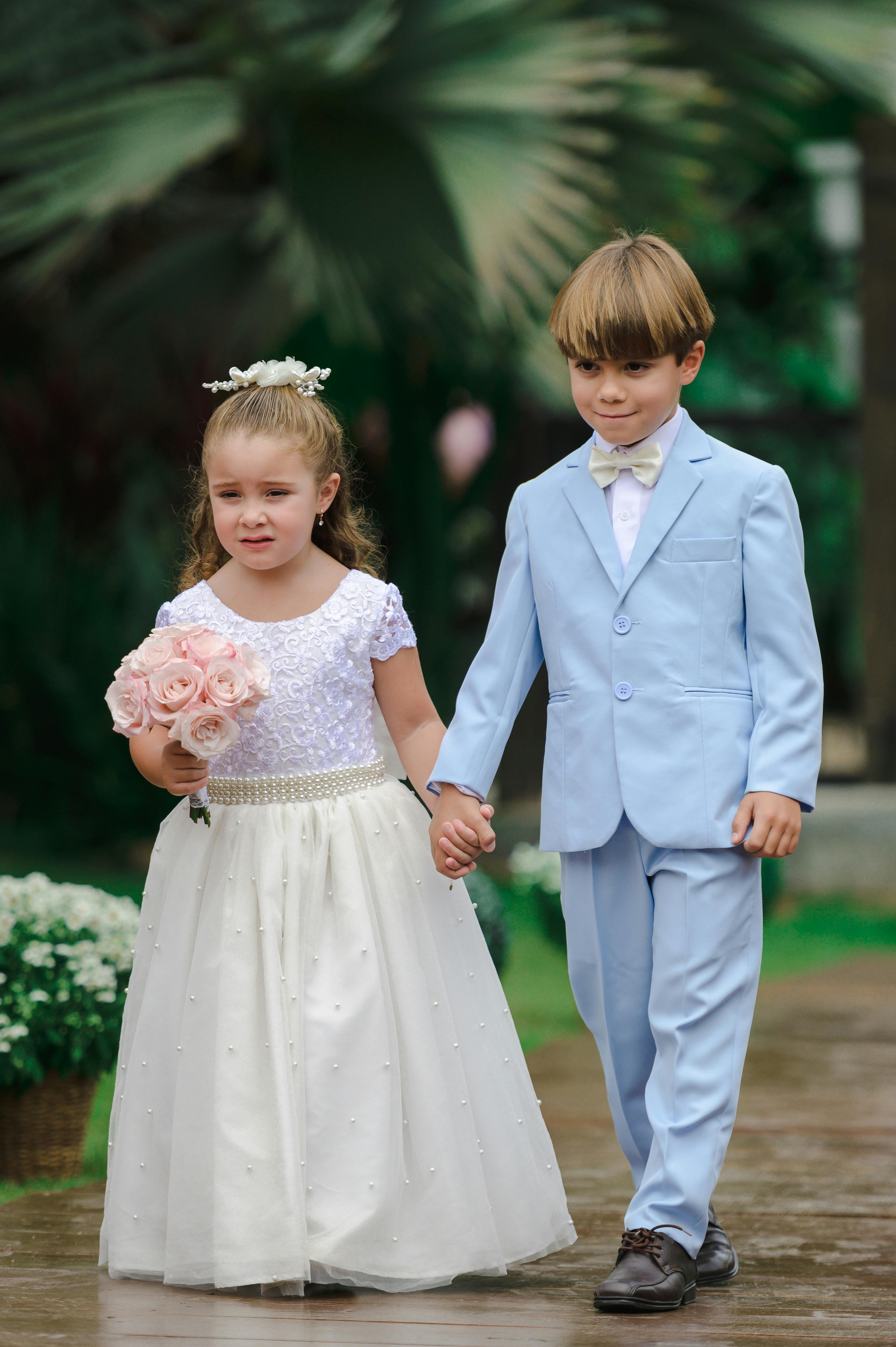 Girl and Boy on Wedding in Elegant Clothing · Free Stock Photo