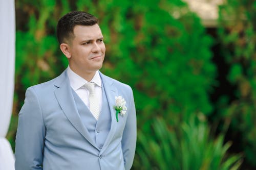 Bridegroom in Blue Suit on Wedding