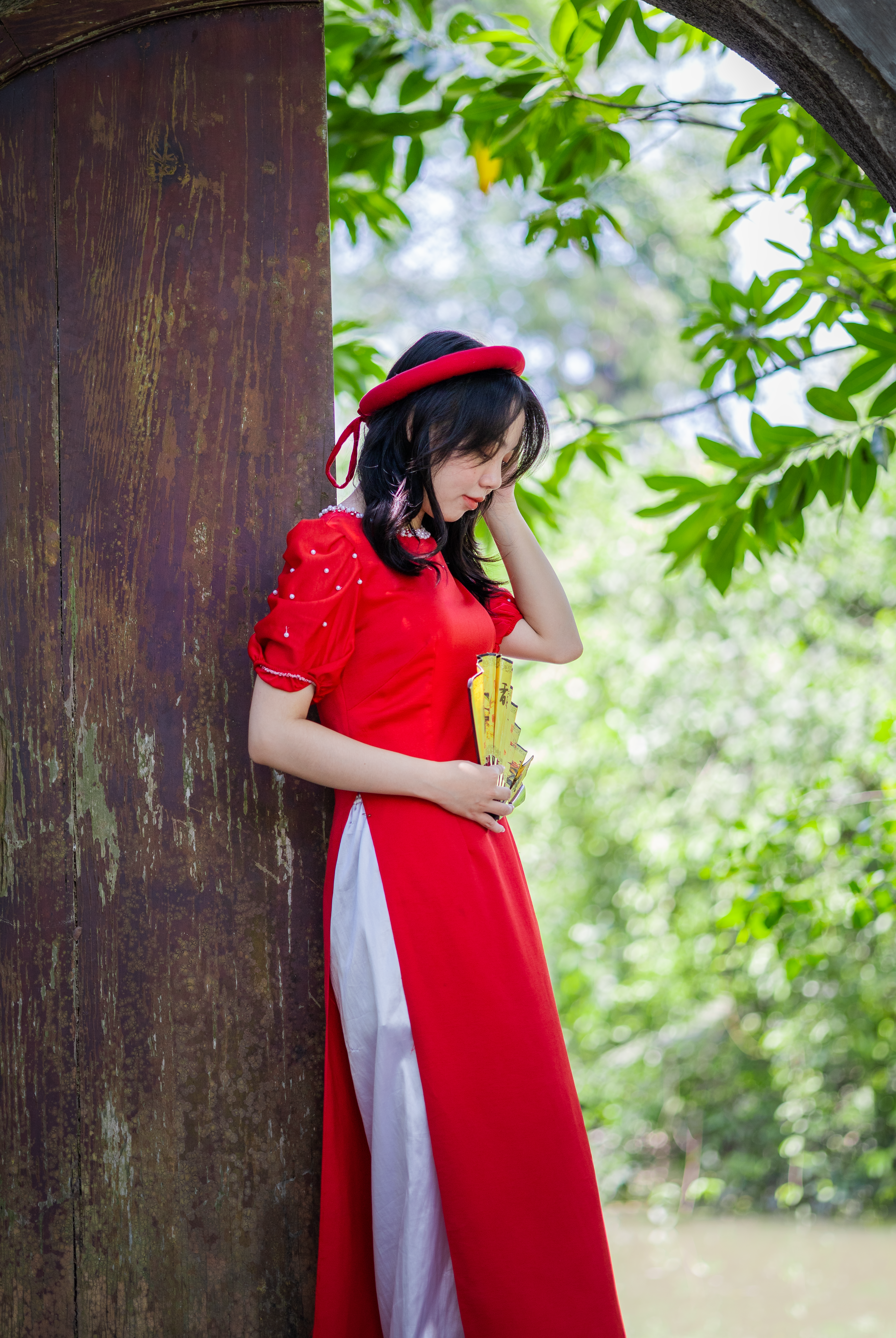 Woman Standing and Posing in Red Dress · Free Stock Photo