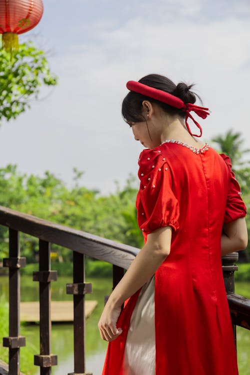 Back View of Woman in Traditional Dress