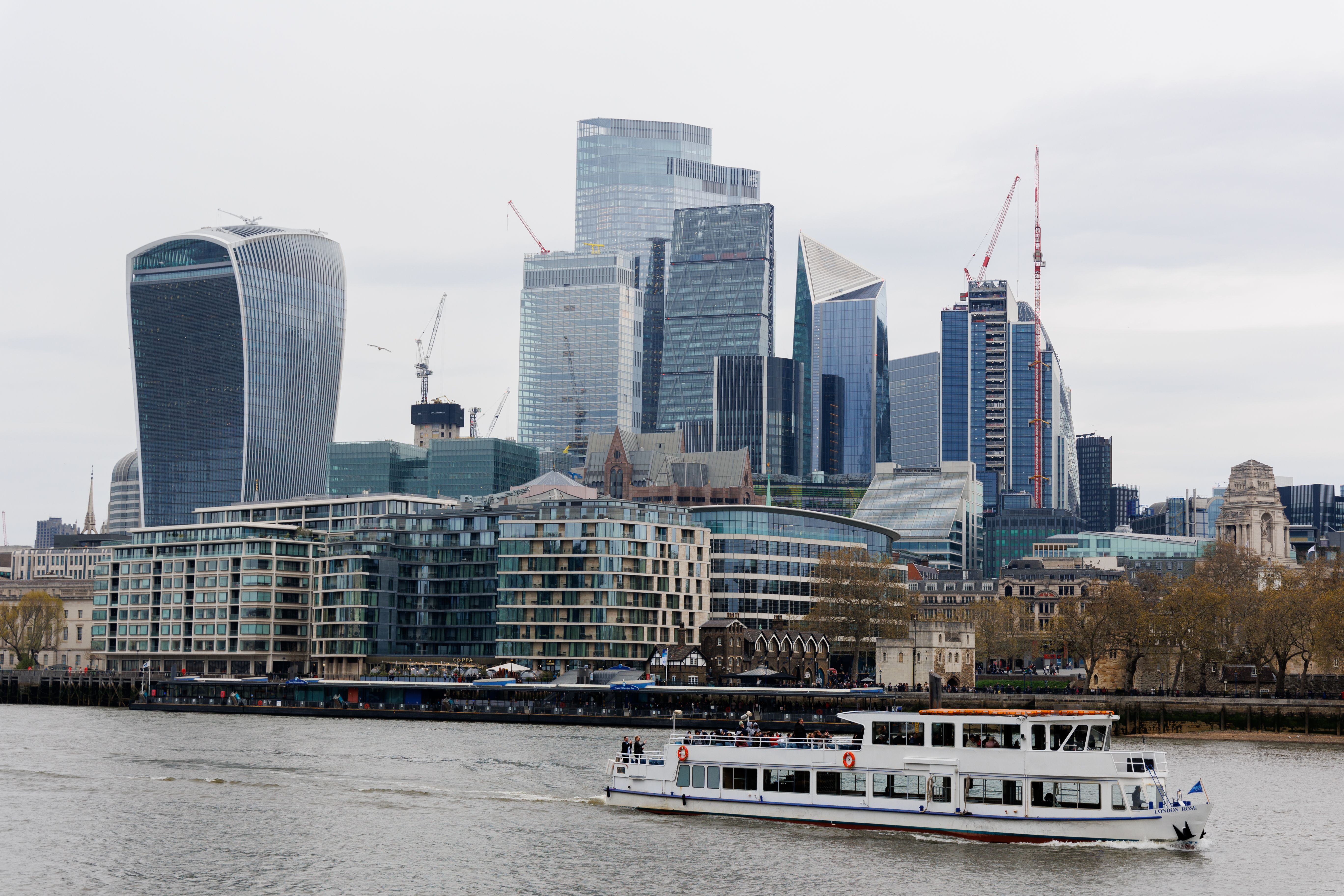 Modern London financial district skyline