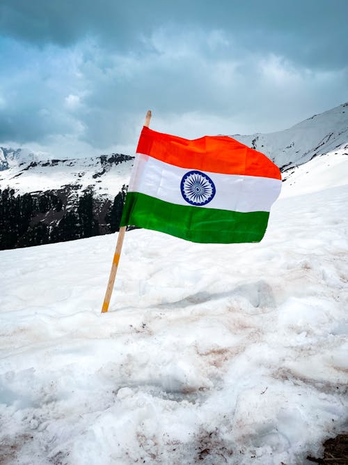 An Indian Flag on the Top of the Mountain