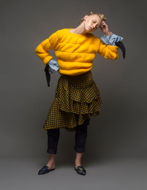 Studio Shot of Woman Wearing Eccentric Clothing
