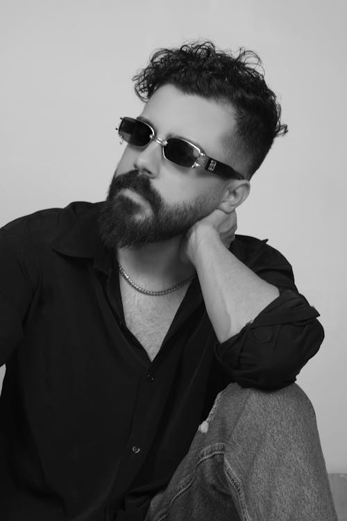 Bearded Man with Sunglasses in Shirt
