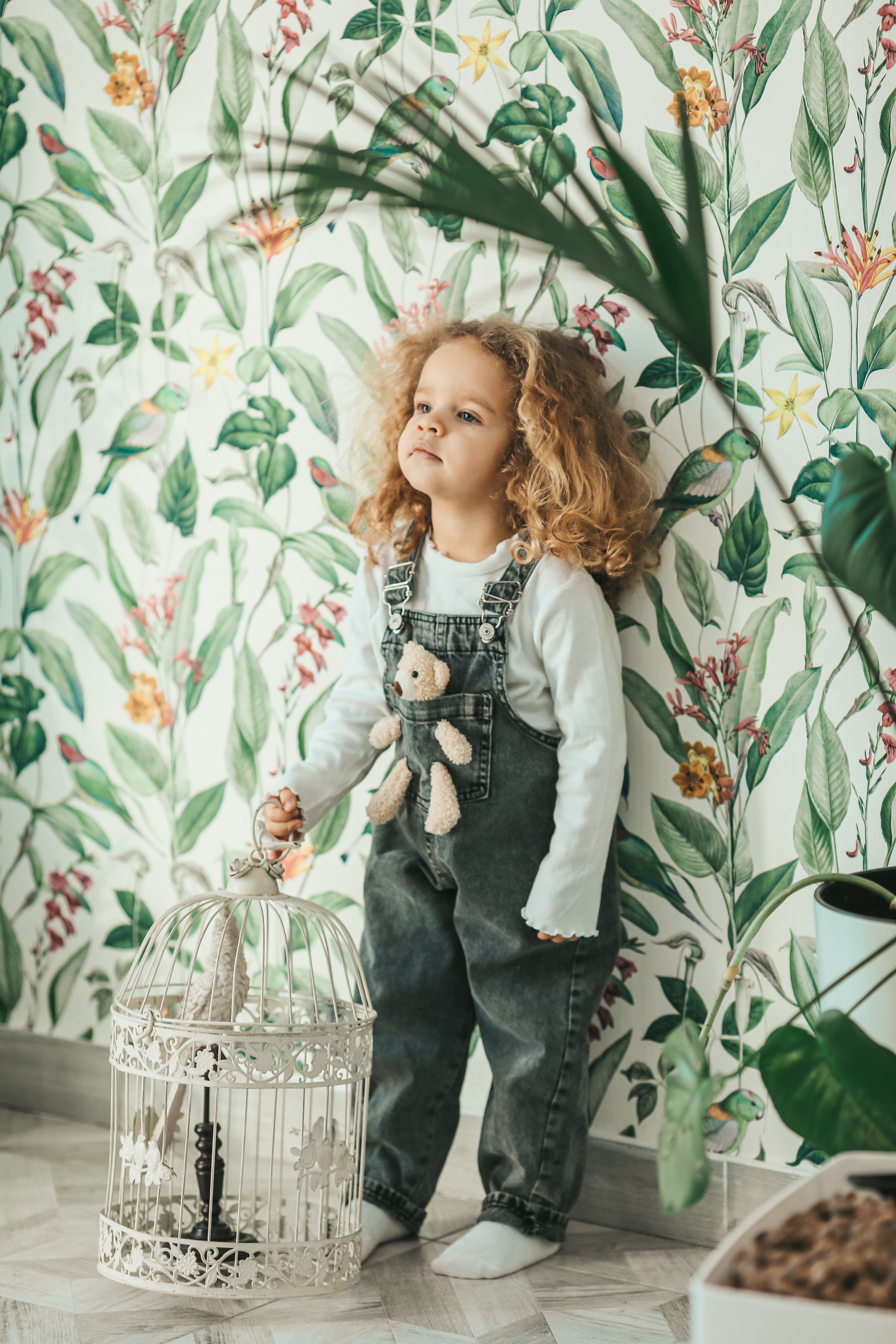 Happy Cute Little Girl in Denim Overalls · Free Stock Photo