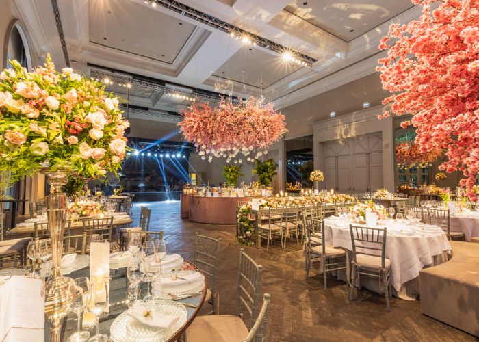 Luxury venue with floral arrangements and elegant lighting