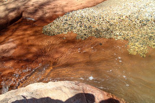 Close-up of a River Flowing in a Canyon Valley 
