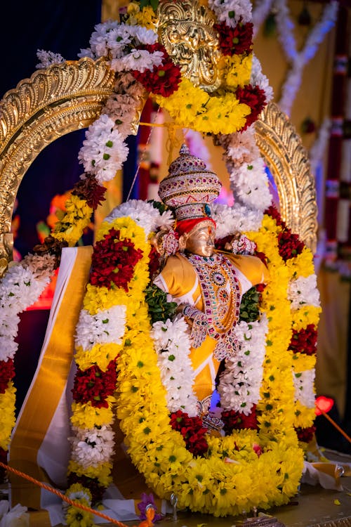 Close-up of a Hindu Deity Decoration for a Festival 