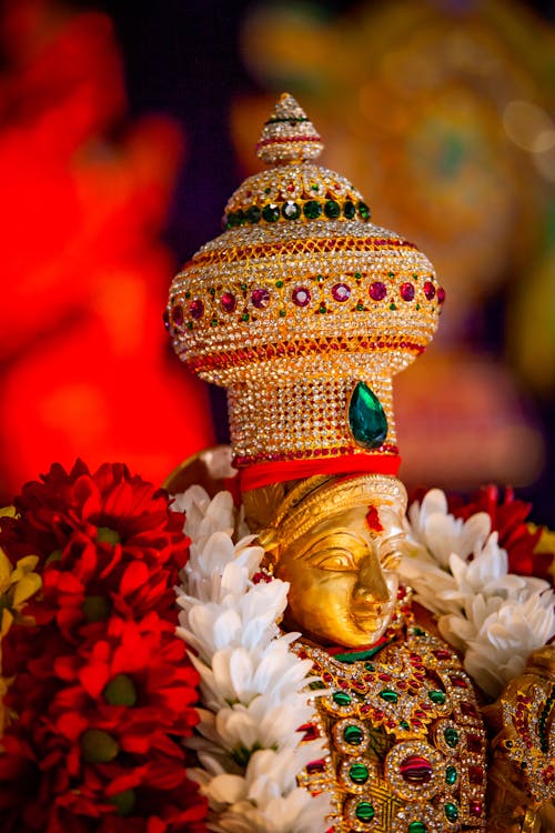 Close-up of a Hindu Deity Decoration for a Festival 