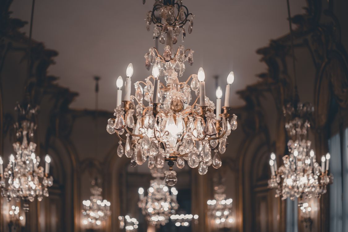 Crystal Glass Chandeliers in a Beautiful Neoclassical Hall · Free Stock ...