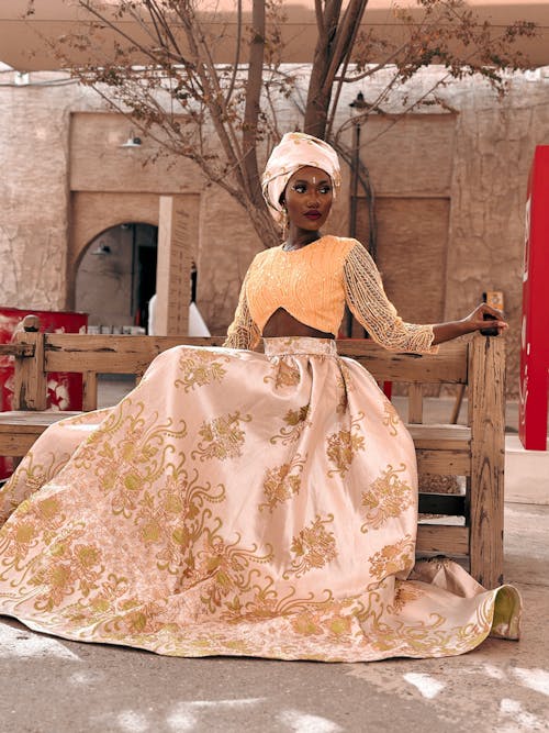 Young Beautiful Woman in a Traditional Elegant Dress