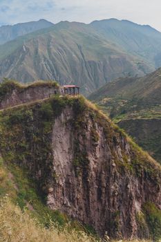 Scenic view of steep cliffs and rugged mountains in Huarochirí, Peru.