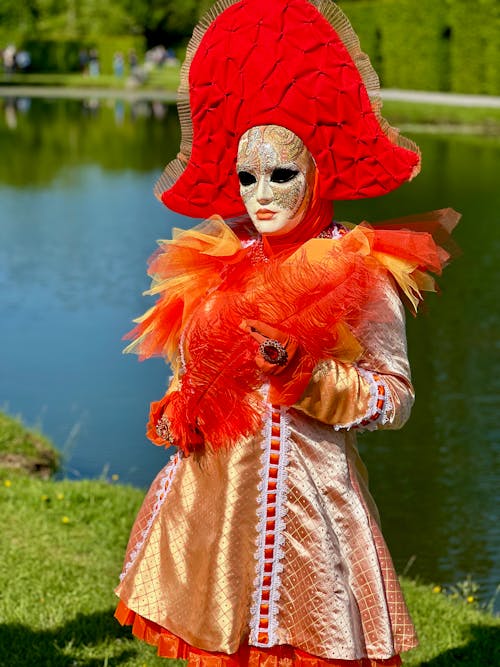 Woman in a Traditional Costume during the Venetian Festival